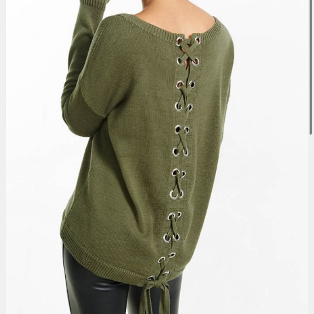 Express Lace Up Back High-Low Pullover